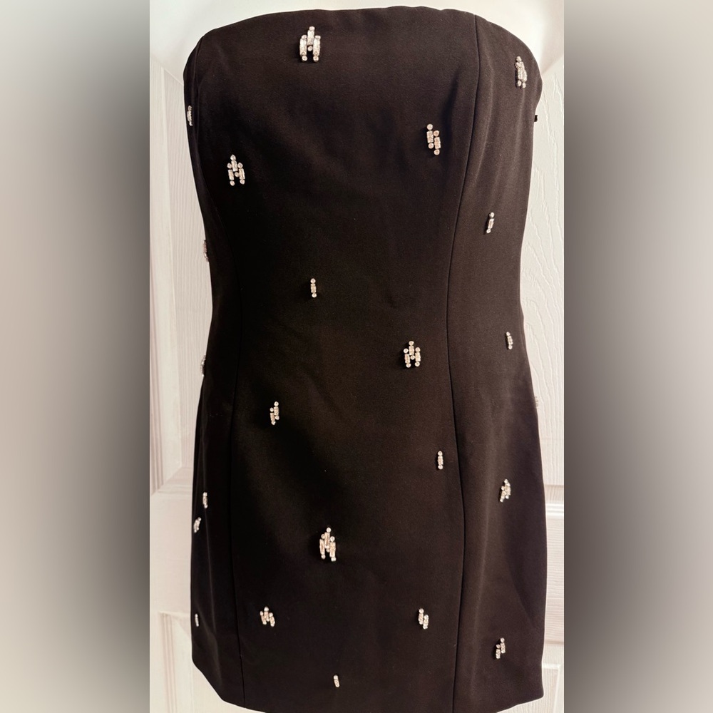 Chic WHBM Strapless Black Dress with Embellishments